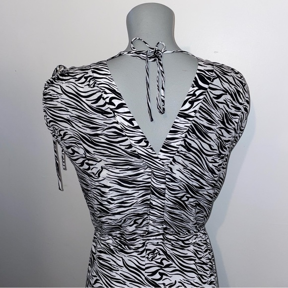 Sussan dress sleeveless viscose black white zebra midi length size 12 - Picture 5 of 7